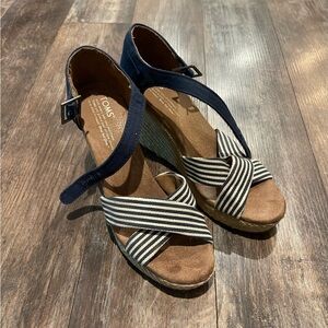 TOMS Women's Striped Navy Sandals